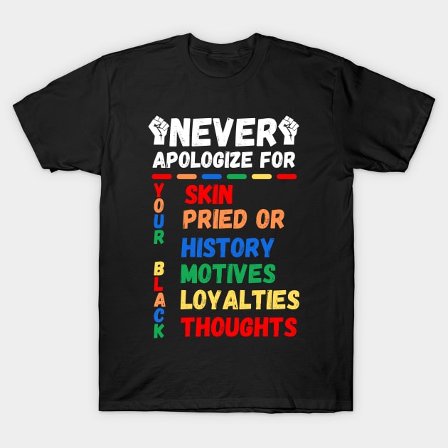 Never Apologizes For Your Blackness of Black History Month T-Shirt by AE Desings Digital